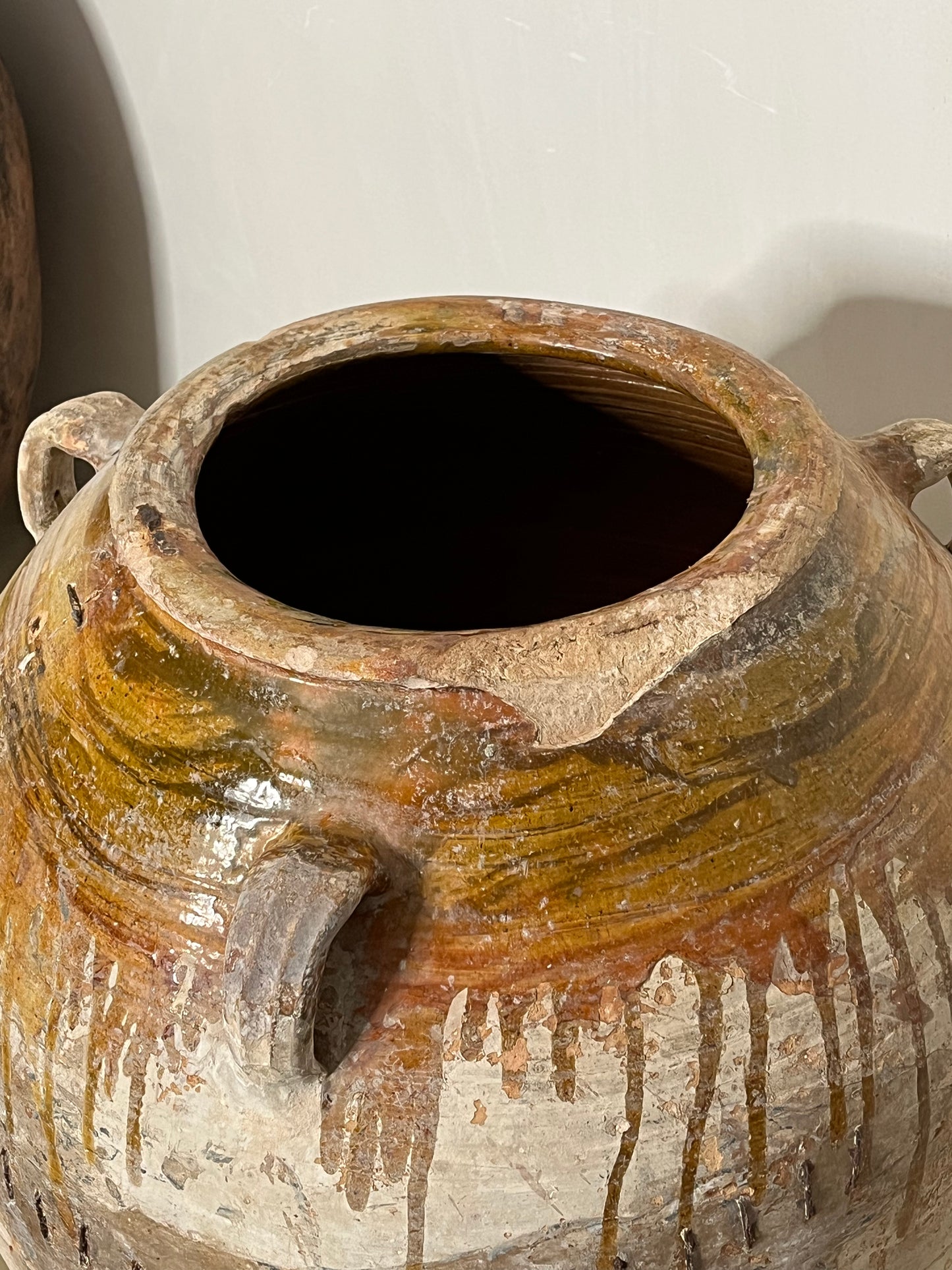Tinaja de aciete lañada de terracota XIX