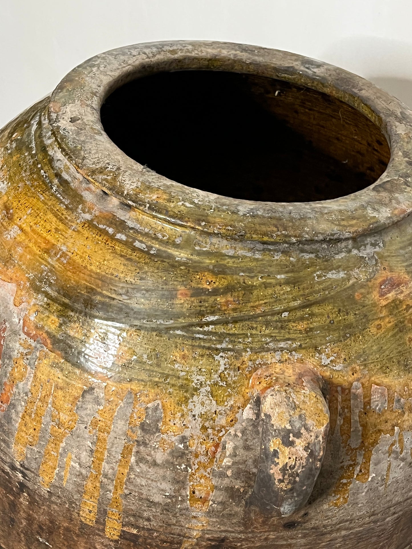 Tinaja antigua de terracota vidriada, proceden de Miravet, Circa de 1900