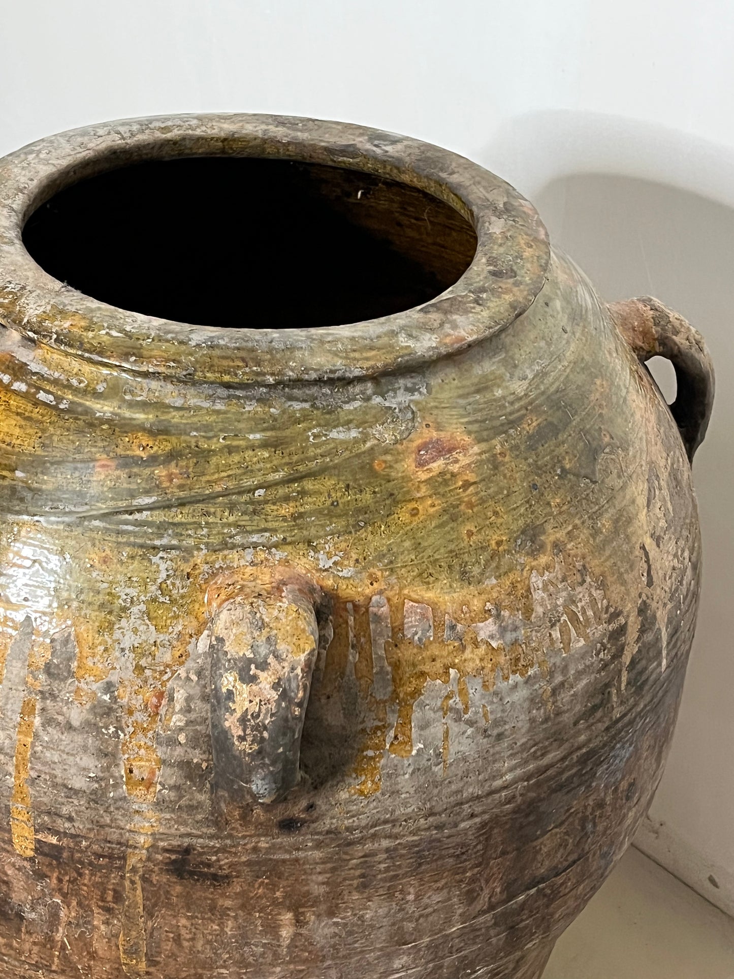 Tinaja antigua de terracota vidriada, proceden de Miravet, Circa de 1900