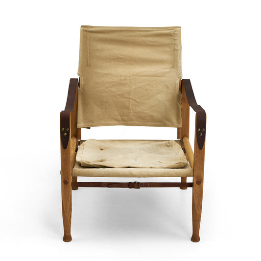 SAFARI CHAIR IN CANVAS, LEATHER, AND OAK BY KAARE KLINT, 1930s