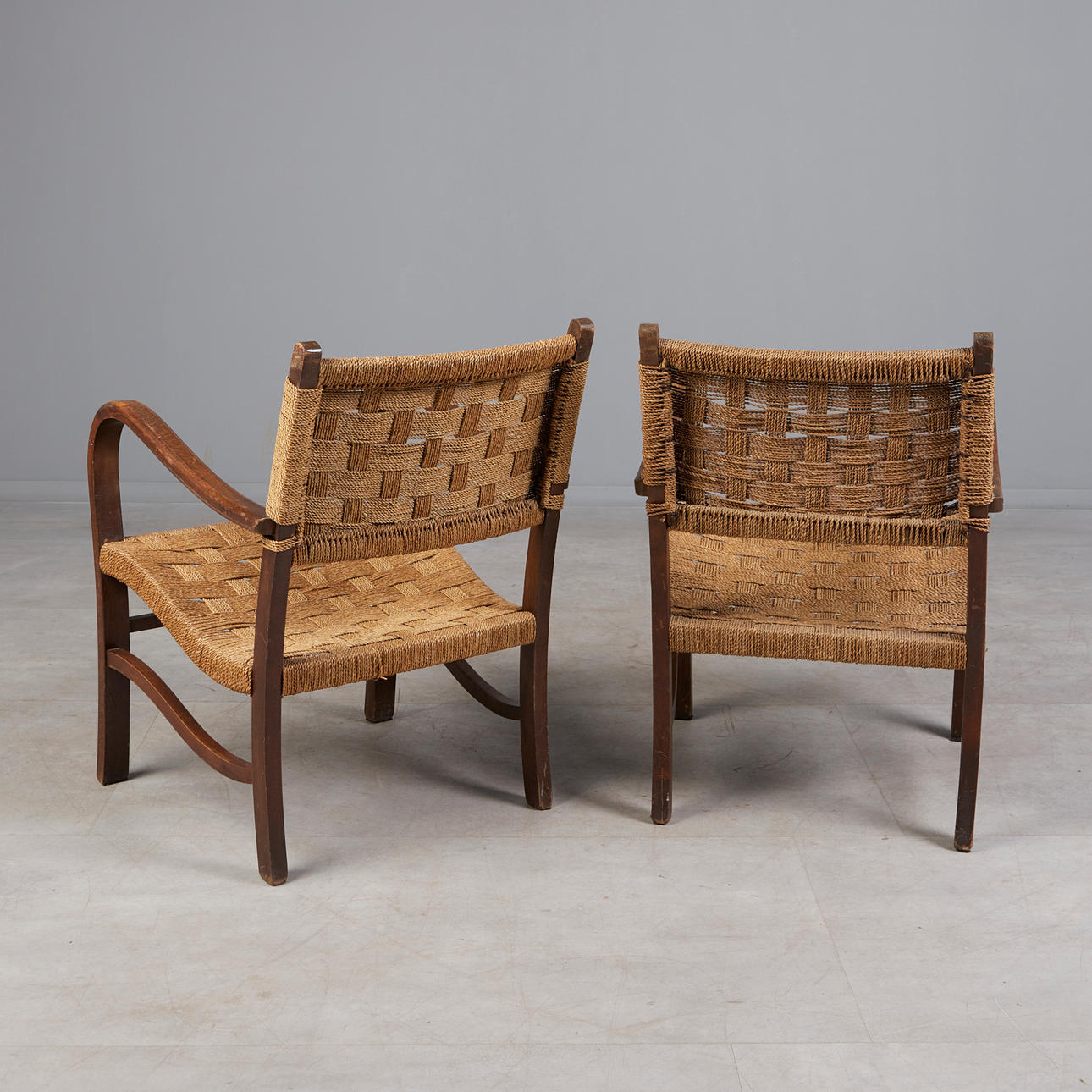 Pareja de sillones de Haya y Sisal ERICH DIECKMANN década de 1930