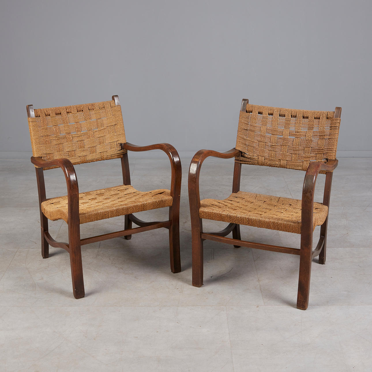 Pareja de sillones de Haya y Sisal ERICH DIECKMANN década de 1930