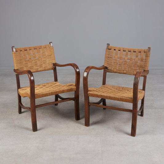Pareja de sillones de Haya y Sisal ERICH DIECKMANN década de 1930